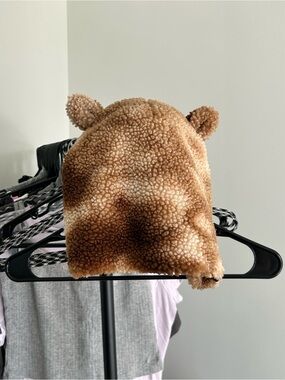 Brown Teddy Sherpa Beanie Hat with Ears
